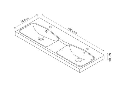 GoodHome Mila 120 cm konglomeratvask med afløbsventil