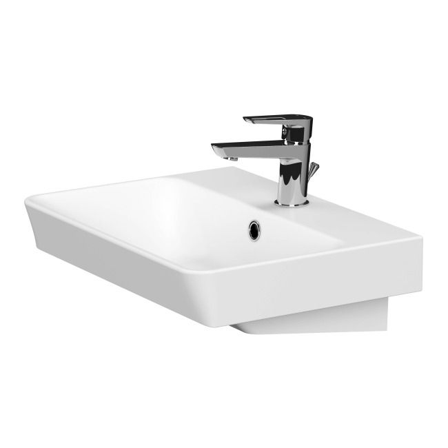 Keramisk Møbelvask Slim 50 cm Hvid Rektangulær