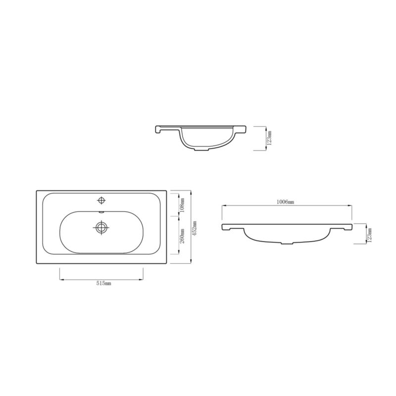 Keramisk Møbelhåndvask 100 cm Hvid Blank