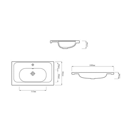 Keramisk Møbelhåndvask 100 cm Hvid Blank