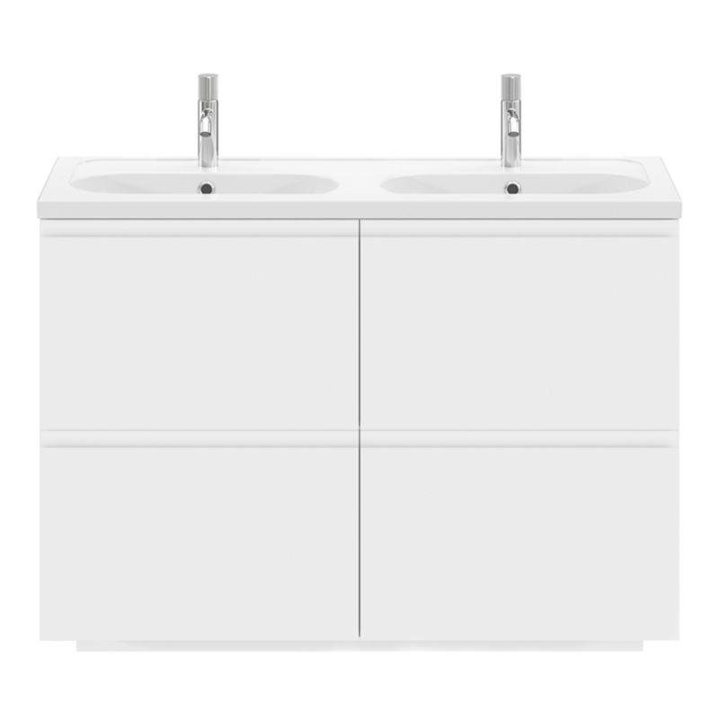 Keramisk Møbelvask 120 cm Hvid 2-Kammer
