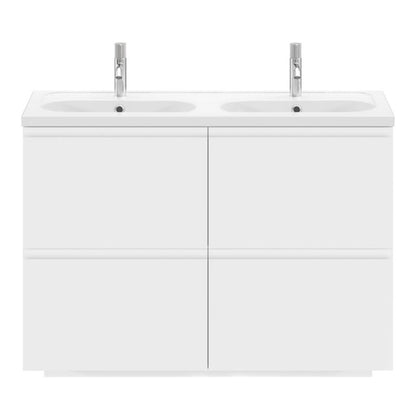 Keramisk Møbelvask 120 cm Hvid 2-Kammer