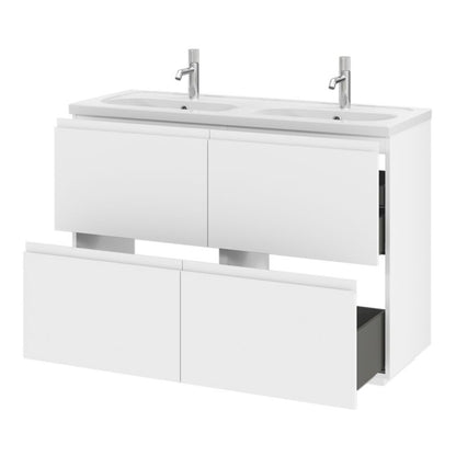 Keramisk Møbelvask 120 cm Hvid 2-Kammer
