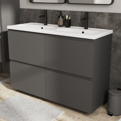 Keramisk Møbelvask 120 cm Hvid 2-Kammer