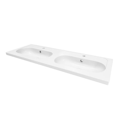 Keramisk Møbelvask 120 cm Hvid 2-Kammer