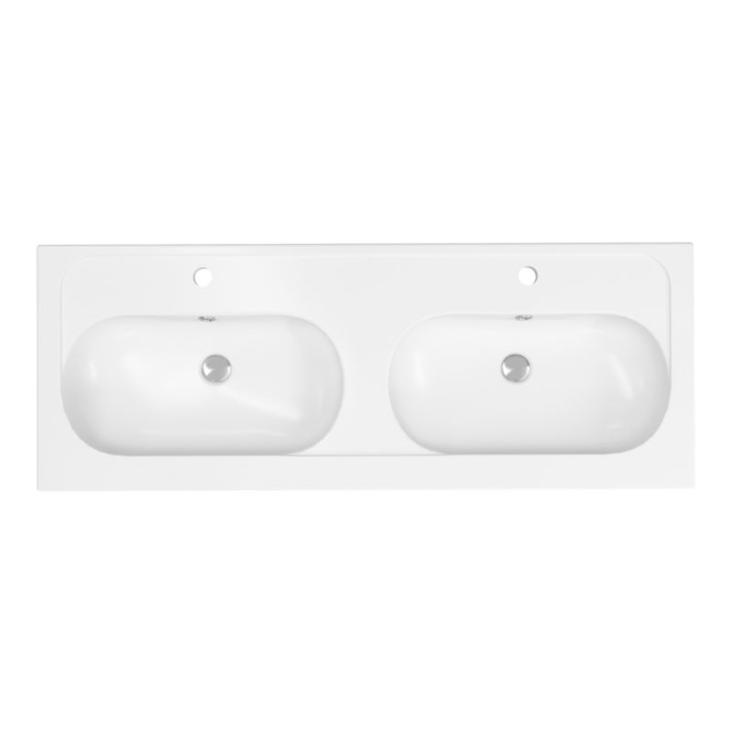 Keramisk Møbelvask 120 cm Hvid 2-Kammer