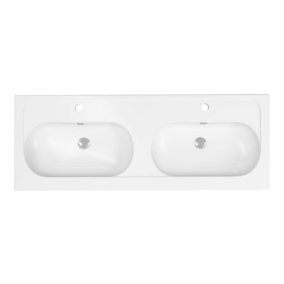 Keramisk Møbelvask 120 cm Hvid 2-Kammer