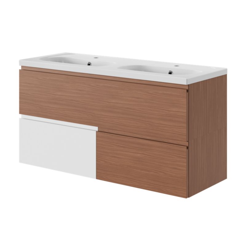 Keramisk Møbelvask 120 cm Hvid 2-Kammer
