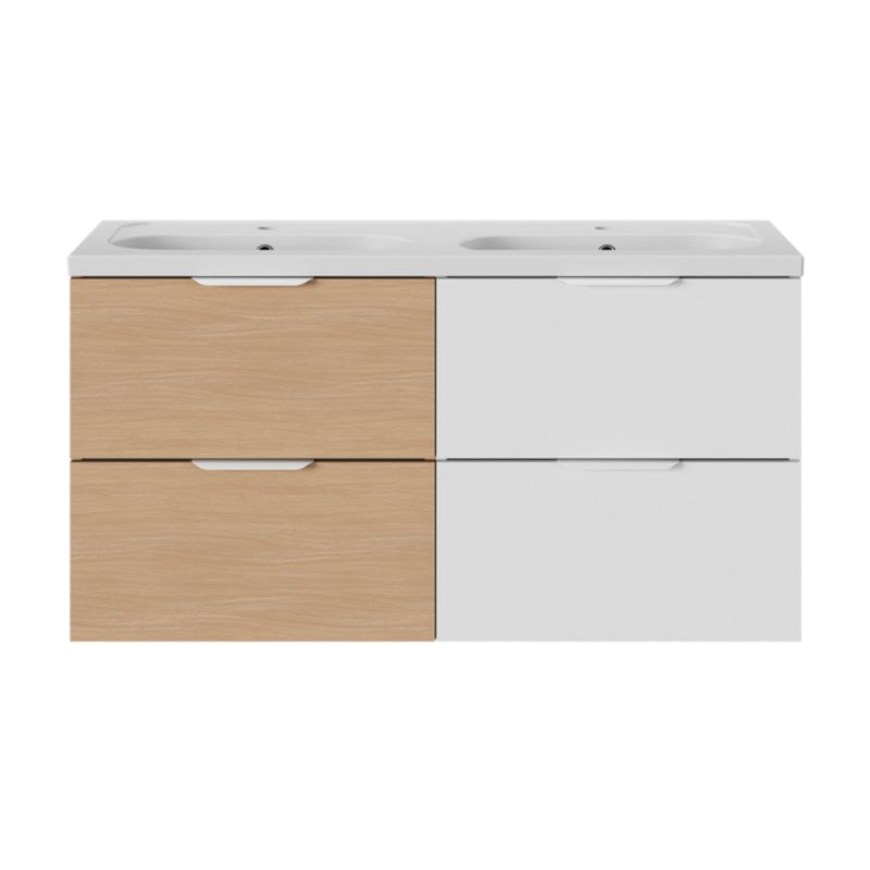 Keramisk Møbelvask 120 cm Hvid 2-Kammer