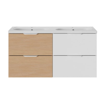 Keramisk Møbelvask 120 cm Hvid 2-Kammer