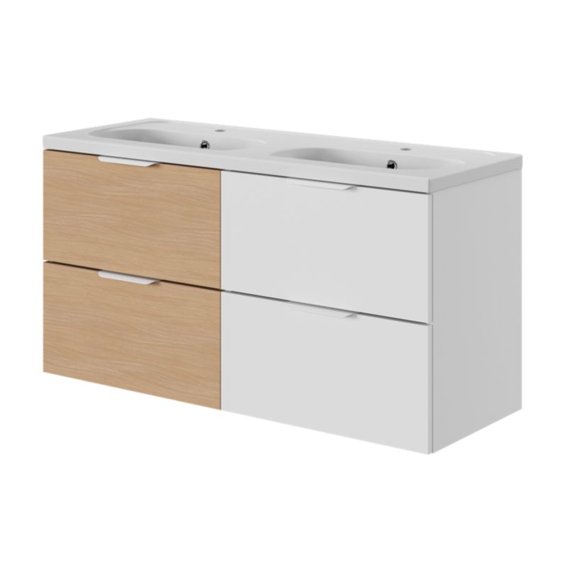 Keramisk Møbelvask 120 cm Hvid 2-Kammer