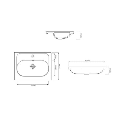 Keramisk Møbelhåndvask 60 cm Hvid Blank