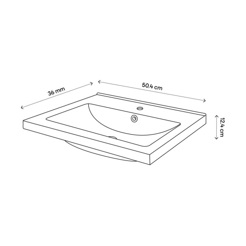 GoodHome Nira slim keramisk møbelvask 12,4 x 36,3 x 50,4 cm sort