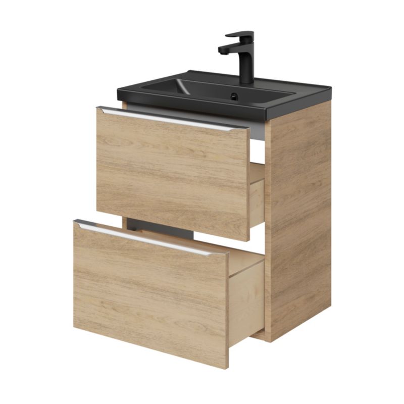 GoodHome Nira slim keramisk møbelvask 12,4 x 36,3 x 50,4 cm sort