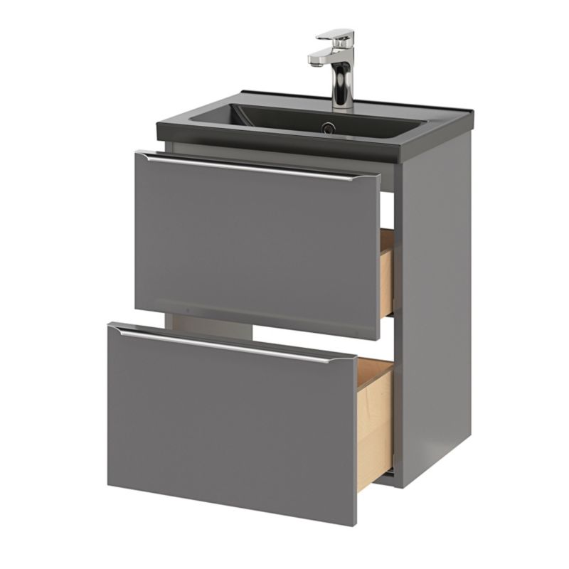 GoodHome Nira slim keramisk møbelvask 12,4 x 36,3 x 50,4 cm sort