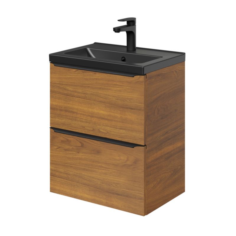 GoodHome Nira slim keramisk møbelvask 12,4 x 36,3 x 50,4 cm sort