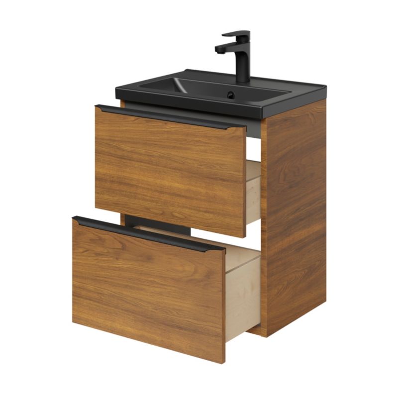 GoodHome Nira slim keramisk møbelvask 12,4 x 36,3 x 50,4 cm sort