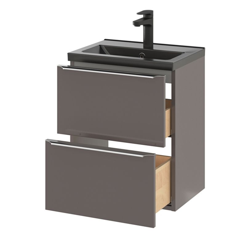 GoodHome Nira slim keramisk møbelvask 12,4 x 36,3 x 50,4 cm sort