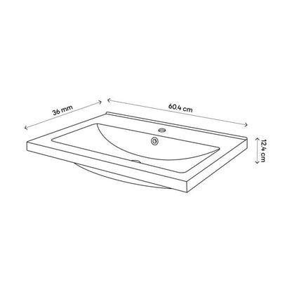 GoodHome Nira slim keramisk møbelvask 12,4 x 36,3 x 60,4 cm