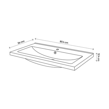 GoodHome Nira slim keramisk møbelvask 12,4 x 36,3 x 80,4 cm