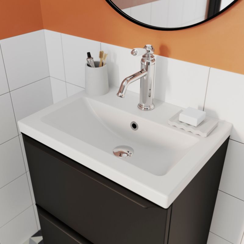 Keramisk Håndvask til Møbel Nira Slim 50,4x36,3x12,4 cm Hvid