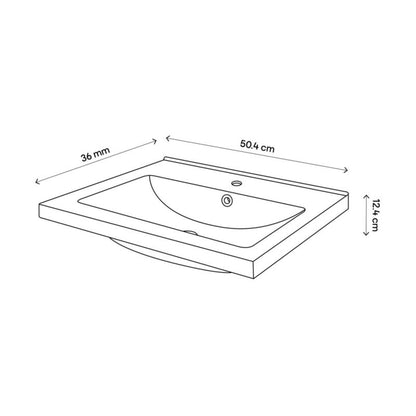 Keramisk Håndvask til Møbel Nira Slim 50,4x36,3x12,4 cm Hvid