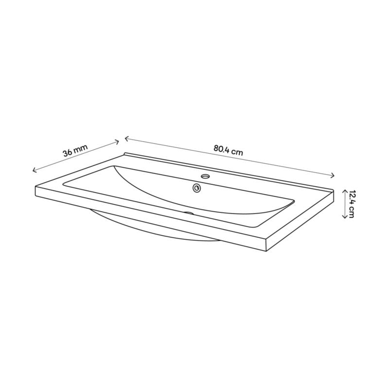 Keramisk Møbelvask Nira Slim 80,4 x 36,3 x 12,4 cm Hvid