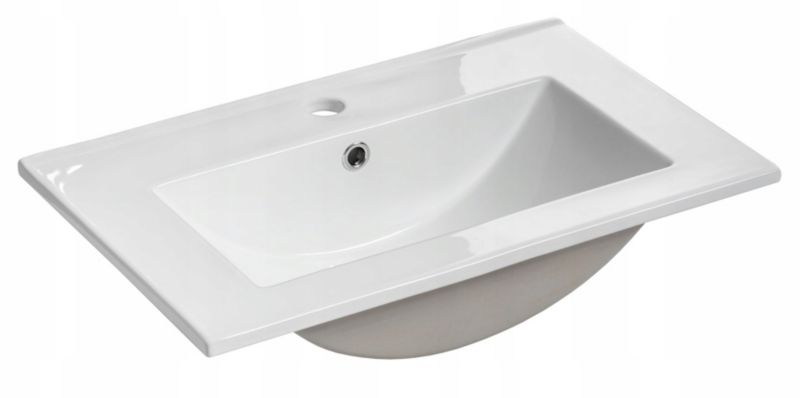 Umywalka Meblowa 60 cm Wpuszczana Biały Połysk Prostokątna 1 Otwór | 5907441295734