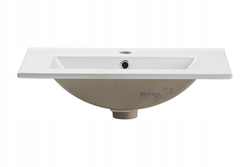 Umywalka Meblowa 60 cm Wpuszczana Biały Połysk Prostokątna 1 Otwór | 5907441295734