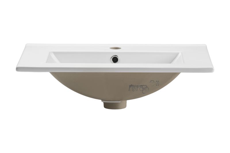 Umywalka Meblowa 60 cm Wpuszczana Biały Połysk Prostokątna 1 Otwór | 5907441295734