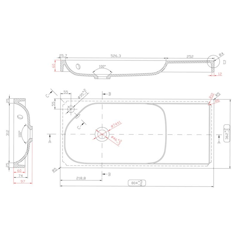 Umywalka Meblowa Maza 80 cm Hvid Konglomerat