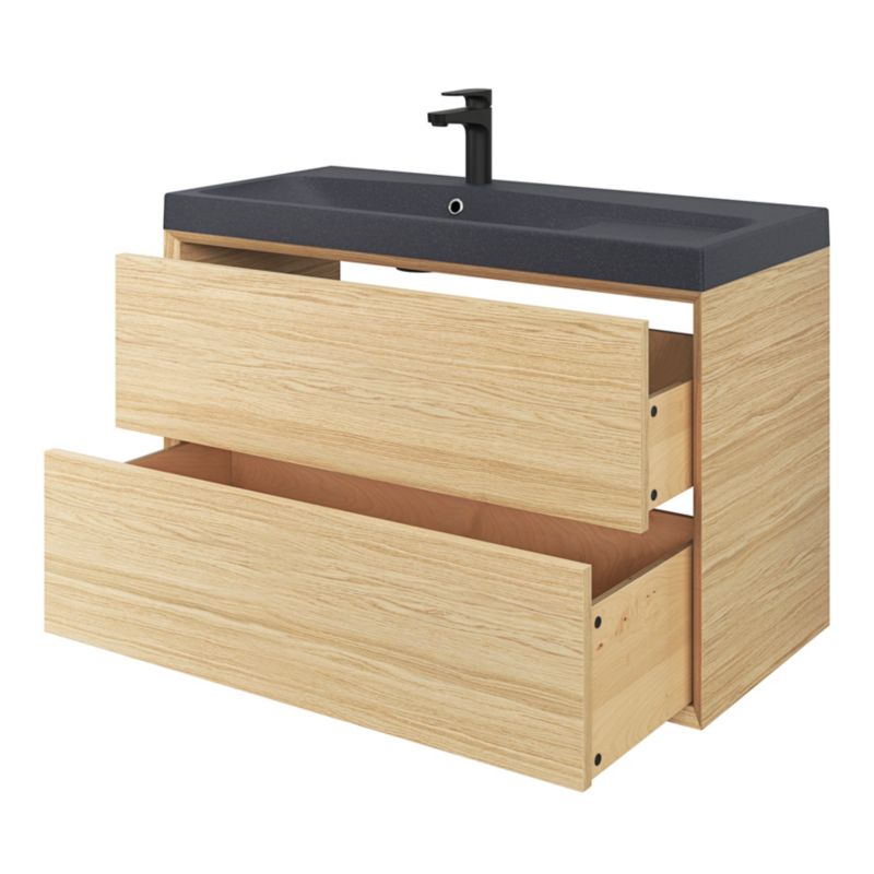 GoodHome Mila møbelvask 100 cm mat sort metal