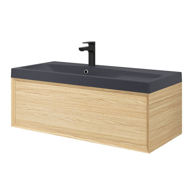 GoodHome Mila møbelvask 100 cm mat sort metal