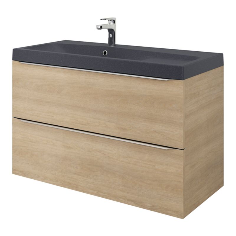 GoodHome Mila møbelvask 100 cm mat sort metal