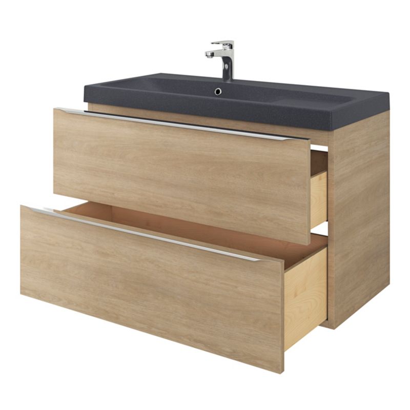 GoodHome Mila møbelvask 100 cm mat sort metal