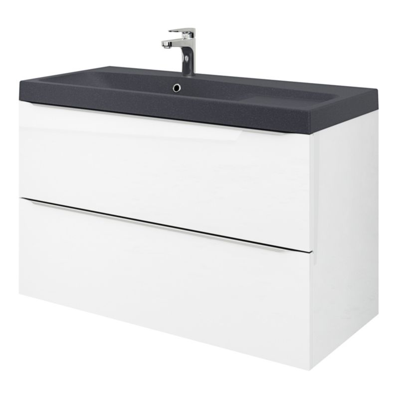 GoodHome Mila møbelvask 100 cm mat sort metal