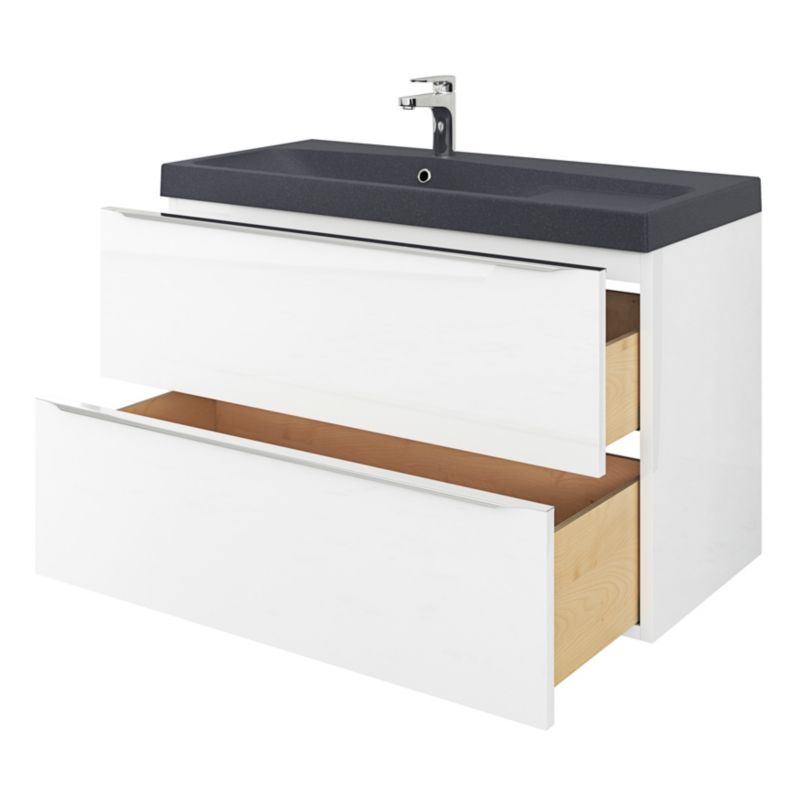 GoodHome Mila møbelvask 100 cm mat sort metal