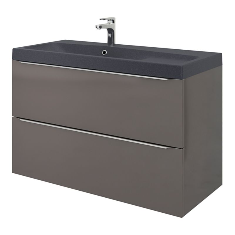 GoodHome Mila møbelvask 100 cm mat sort metal