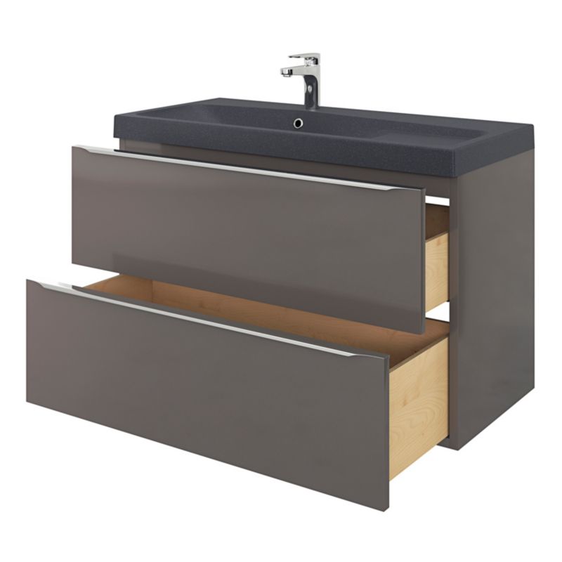GoodHome Mila møbelvask 100 cm mat sort metal