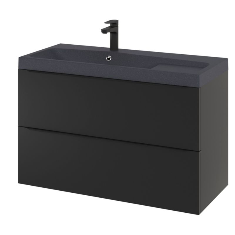 GoodHome Mila møbelvask 100 cm mat sort metal