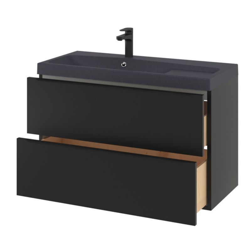GoodHome Mila møbelvask 100 cm mat sort metal
