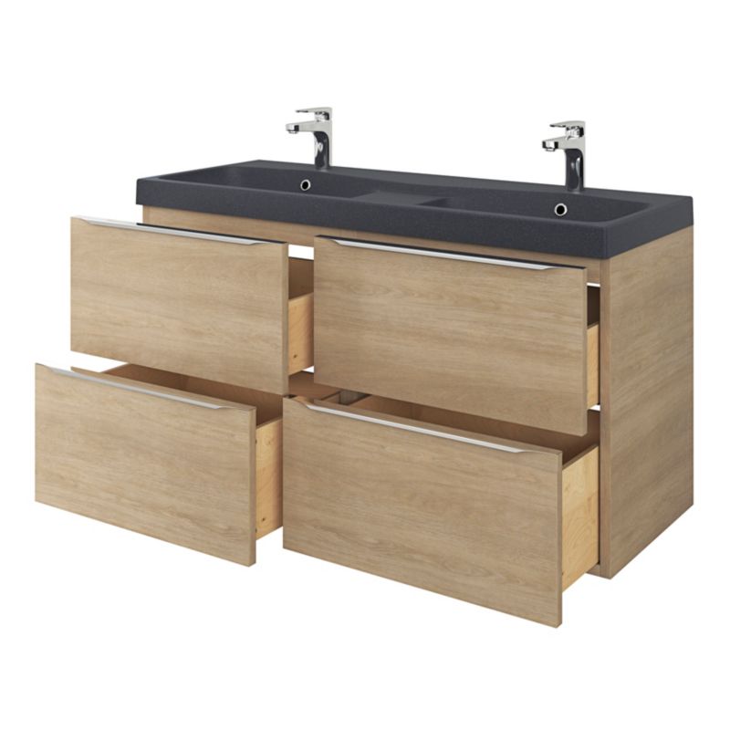 GoodHome Mila møbelvask 120 cm sort metalik
