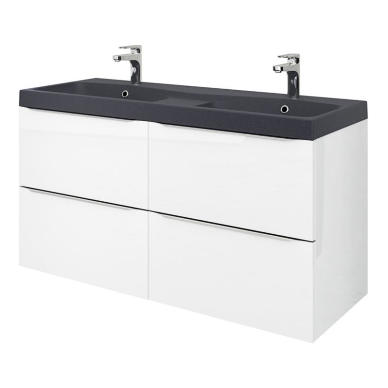 Møbelvask Mila 120 cm Sort Metallisk