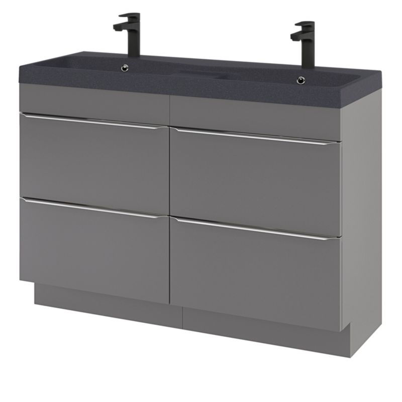 Møbelvask Mila 120 cm Sort Metallisk