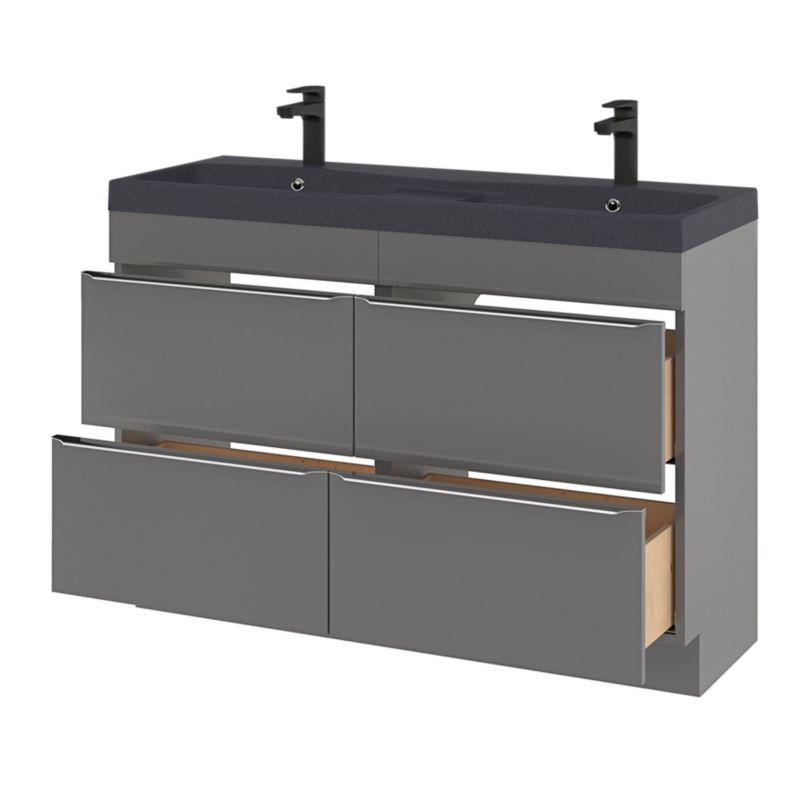 Møbelvask Mila 120 cm Sort Metallisk