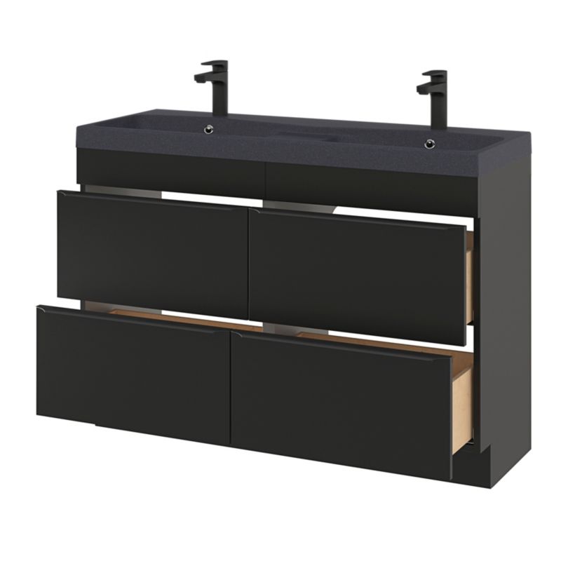 Møbelvask Mila 120 cm Sort Metallisk