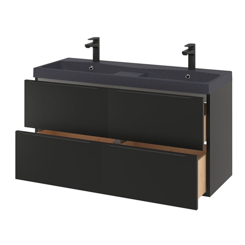 Møbelvask Mila 120 cm Sort Metallisk