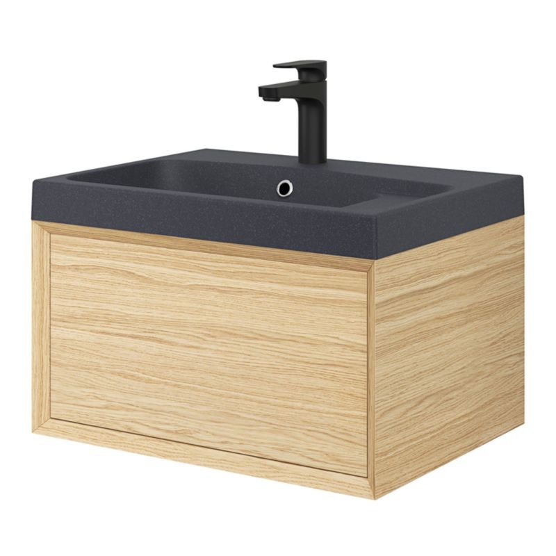 GoodHome Mila møbelvask 60 cm sort metalik