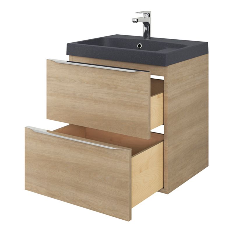 GoodHome Mila møbelvask 60 cm sort metalik