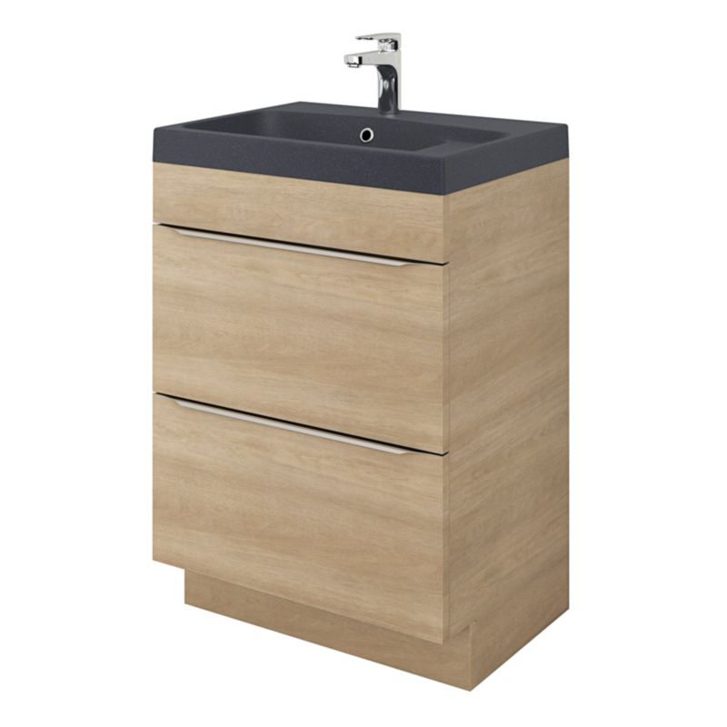 GoodHome Mila møbelvask 60 cm sort metalik